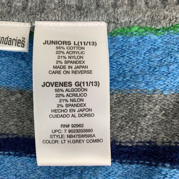 No Boundaries Junior Sweater Size Large Striped Colorful Stretch Knit V-Neck - Picture 7 of 8